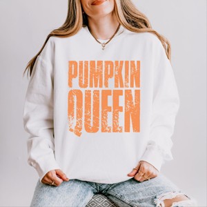 Simply Sage Market Pumpkin Queen Distressed Lightweight Garment Dyed Sweatshirt - 1 of 4
