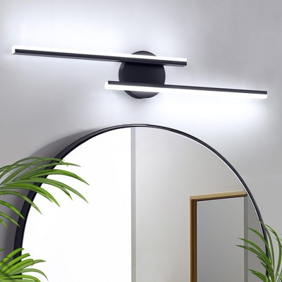 JolyWell Modern 28in Black Frosted Aluminum Bathroom Vanity Light Fixtures Over Mirror (Cold White 4000K) Wall Sconce for Living Room,Hallway,Entryway