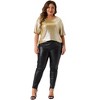 Agnes Orinda Women's Plus Size Metallic Round Neck Short Sleeve Summer Carnival Party Blouses - 3 of 4