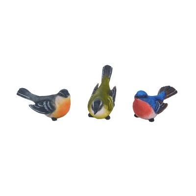 Transpac Large Multi Color Bird Set of 3 Decorative Figurines Spring Tabletop Decor for Home and Garden