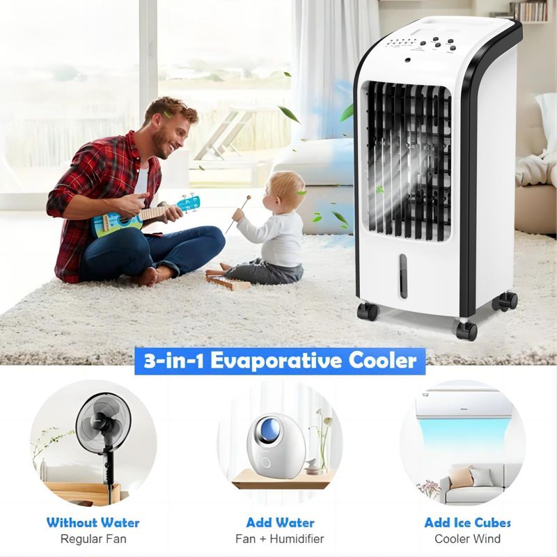 SKONYON 4-in-1 Evaporative Portable Air Cooler Fan Anion Humidify with Remote Control 7.5 Timer Ice Packs, 2 of 11