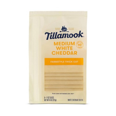 Tillamook Medium White Cheddar Cheese Slices - 8oz
