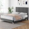 Full Size Bed Frame, with Velvet Headboard, Strong Wooden Slat Support, Noise Free Sleep,Easy Assembly, No Box Spring Needed - 3 of 4