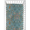 Sweet Jojo Designs Girl Fitted Crib Sheets Set Boho Floral Wildflower Blue Orange and Pink 2pc - 2 of 4
