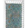 Sweet Jojo Designs Girl Fitted Crib Sheets Set Boho Floral Wildflower Blue Orange and Pink 2pc - image 2 of 4