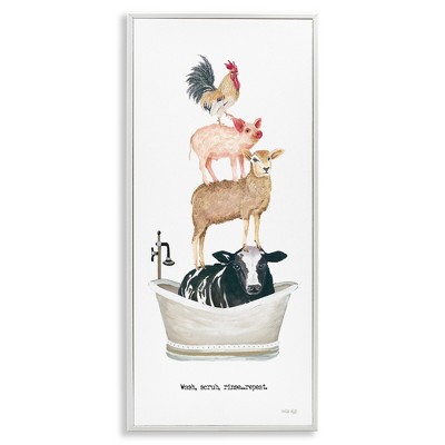 Stupell Industries Wash Scrub Rinse Animals, 13" x 30"