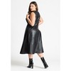 ELOQUII Women's Plus Size Faux Leather Knot Detail Flare Dress - 20, Black Onyx - 4 of 4