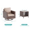 Sonkuki 3-Piece Patio Chair Set Brown Rattan Swivel Rocking Chair Set Coffee Table Suiting Backyard - 2 of 4