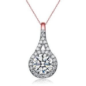 Guili Rhodium Plated Sterling Silver Round Bezel Pendant with Sparkling CZ, Dazzling Look for Day & Night Wear - 1 of 3