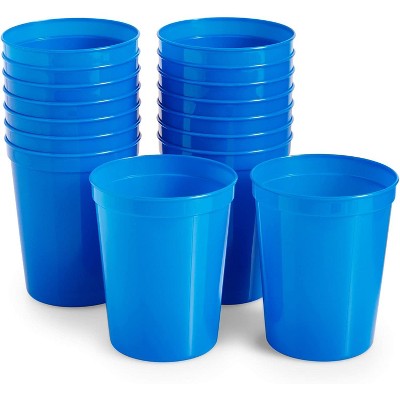 Juvale 16 Pack 16 oz Reusable Stadium Cups, Plastic Tumblers for Party, Blue