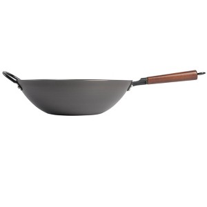 Gibson Home Babish 14" Carbon Steel Flat Bottom Wok: Induction Safe, 4.2 Qt Capacity, Black, 8 lbs - 1 of 4