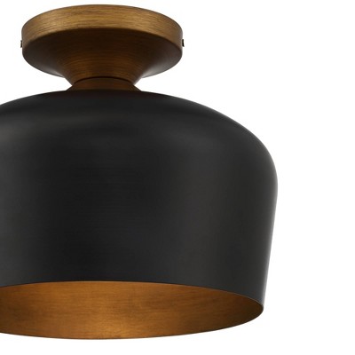 Matte Black and Gold Aluminum Modern Bowl Ceiling Light