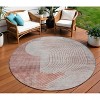 Salmon And Beige Geometric Washable Indoor Outdoor Area Rug - 2 of 4