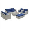 10-Piece PE Rattan Patio Seating Set,Patio Conversation Set With Cushions And Tempered Glass Top Table,Patio Sectional Sofa -Maison Boucle - 3 of 4