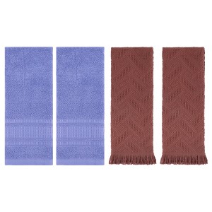 REGALWOVEN 4 Pcs Solid Cotton Soft Absorbent Waffle Hand Towel 13" x 29" - 1 of 4