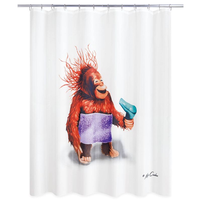 Blow Dryer Monkey Shower Curtain - Allure, 1 of 10
