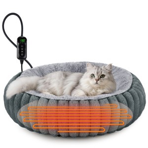 JOEJOY Temperature Control Heated Cat Bed, Removable Plush Cover with Heating Pad, Even Heat Distribution Mat for Senior Cats & Kittens - 1 of 4