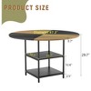 HDZNVF 47.3 inch diameter modern splicing circular dining table Black and Rustic Brown - 4 of 4