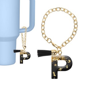 Unique Bargains Resin Lightweight Decorative Tassel Keychain Handle Charm Black with Gold Foil 1 Pc - 1 of 4
