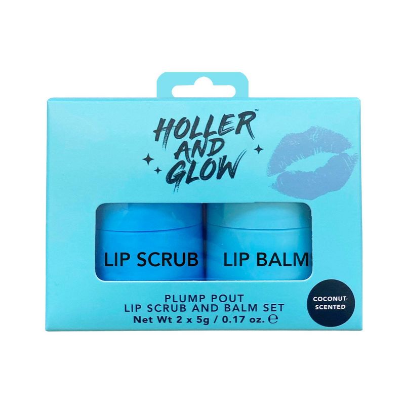 Holler and Glow Plump Pout Lip Scrub and Balm Set - Coconut - 0.17oz/2ct, 1 of 6