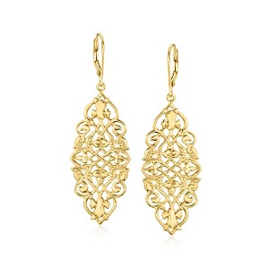 Ross-Simons 18kt Gold Over Sterling Filigree Drop Earrings - 1 of 4