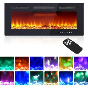 40 Inch Ultra-Thin Recessed Electric Fireplace, Wall Mounted Linear Fireplace Heater with Remote & Touch Screen - 1 of 4