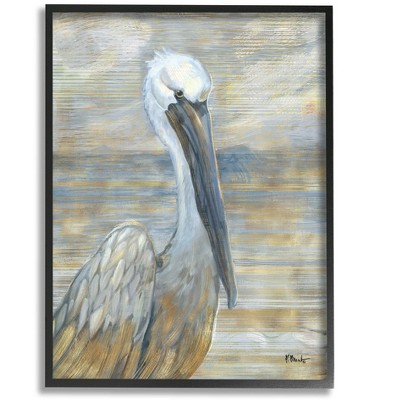Stupell Industries Coastal Pelican Bird Abstract Portrait Framed Giclee Art