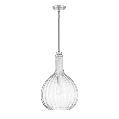 Brandon Satin Nickel Glass Pendant Light with Adjustable Height