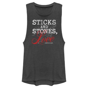 Juniors Womens Pirates of the Caribbean: Curse of the Black Pearl Sticks and Stones Love Festival Muscle Tee - 1 of 4