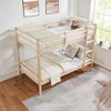 MAYEERTY Twin over Twin Bunk Bed with Ladder, Wooden Bed Frame with High Guardrail and Ladder for Kids, No Box Spring Needed, White - 3 of 4