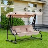 Outsunny 3 Seat Outdoor Free Standing Swing Bench Porch Swing with Stand, Comfortable Cushioned Fabric & Included Canopy - 2 of 4