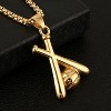 Baseball and Baseball Bat Cross Sports Stainless Steel Pendant Necklace 22+2'' Chain - 2 of 4