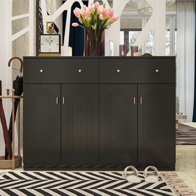 Famapy Black Fashionable Horizontal Drawer Cabinet: Multi - Storage Function, Adjustable Shelves, Keeping Your Home Tidy