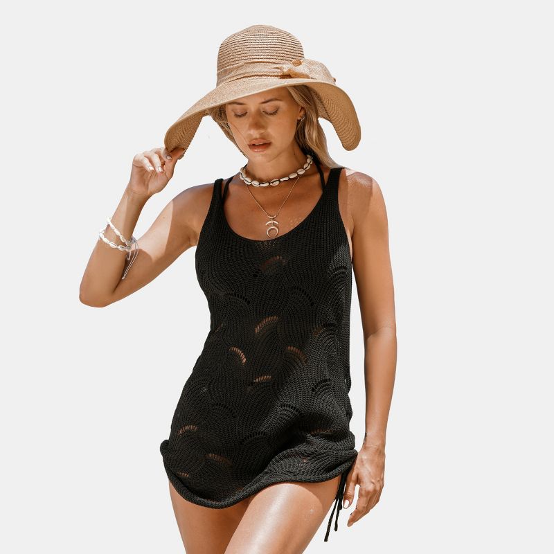 Women's Black Backless Crochet Cover-Up Dress - Cupshe, 1 of 7
