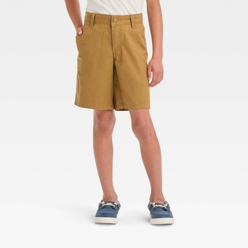 Brown Flat Front Shorts for Men