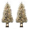 4.5 FT Prelit Premium Snow Flocked Artificial Christmas Tree with 8 Mode Warm White LED,Yard,Home,Office,Outdoor,Indoor, 2PCS - 3 of 4