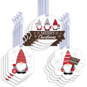Big Dot of Happiness Christmas Gnomes - Assorted Hanging Holiday Party Favor Tags - Gift Tag Toppers - 12 Ct - 1 of 4
