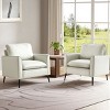 Set of 2 Faux Leather Lounge Chairs, Modern Retro Upholstered Single Sofa Armchairs with Cushions for Living Room or Bedroom-Koiai - 2 of 4