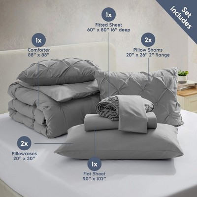 Gray Queen Reversible Microfiber Bed in a Bag Set