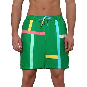 Lars Amadeus Men's Summer Colorful Drawstring Elastic Waist Beach Board Shorts - 1 of 4