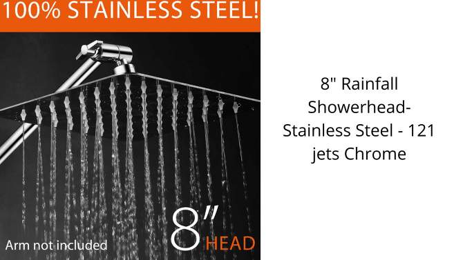 8" Rainfall Showerhead-Stainless Steel - 121 jets Chrome - Hotelspa, 2 of 6, play video