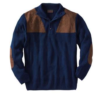 Boulder Creek by KingSize Men's Big & Tall  Patch Sweater with Mock Neck