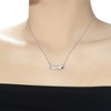 "White Gold Plated Bar Necklace Adorned with Lab-Created Colored Cubic Zirconia – A Chic and Vibrant Jewelry Piece" - 2 of 3