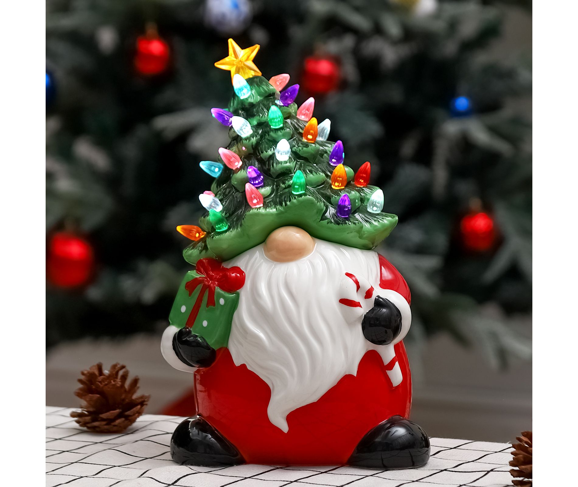 Pre-Lit Ceramic Christmas Tree – Tabletop Size with Christmas Lights