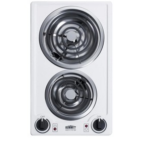 Summit Appliance CCE225WH 12-inch Wide 240V 2-Burner Coil Electric Cooktop, White Porcelain Surface - 1 of 4