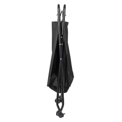 Heavy Duty Black Canvas Rolling Laundry Hamper with Foldable Frame