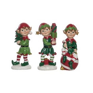 Transpac Christmas Resin Jolly Elf Figurine Set of 3 Christmas Home Decorations - 1 of 1