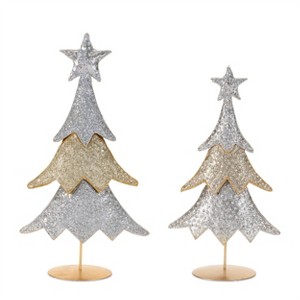 Jeweled Metal Christmas Tree (Set of 2) - 1 of 3