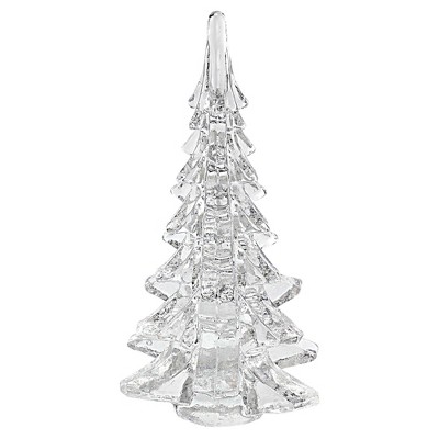 HomeRoots 10" Mouth Blown Clear Glass Christmas Tree Sculpture