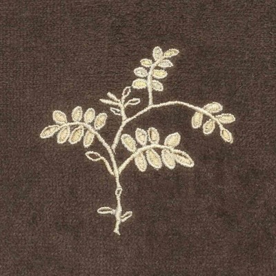 Mocha Cotton Fingertip Towel with Embroidered Branch Design